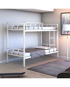 Beliche Industrial Duarte Solteiro 100% Ferro Reforçado com 1 Grade Escada e 2 Colchões - Branco