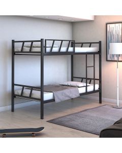 Beliche Duarte de Ferro Solteiro Reforçado Industrial com 1 Grade e Escada e 2 Colchões - Preto