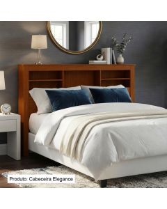 Cabeceira Elegance Casal em Madeira Maciça com Espaço Organizador Design Moderno Cinamomo