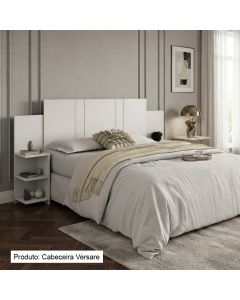 Cabeceira Versare Casal e Queen Flex Regulável com 2 Mesas Suspensas Painel Moderno Branco