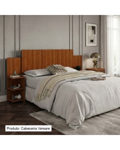 Cabeceira Versare Casal Queen Solteiro Flex Regulável com 2 Mesas Suspensas Painel Moderno Cinamomo