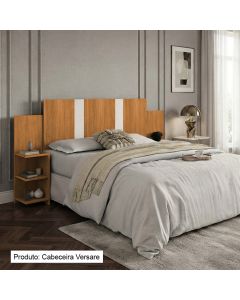 Cabeceira Versare Casal e Queen Flex Regulável com 2 Mesas Suspensas Painel Moderno Nature Off White