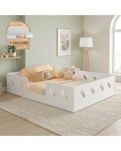 Cama Casal Helena para Quarto +colchão Casal Ortopédico Conforto e Suporte para Dormir - Branco