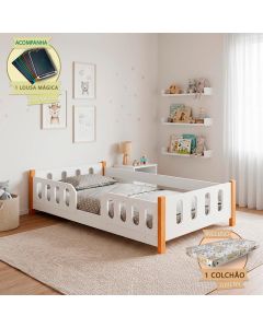 Minicama Infantil Montessoriana Melissa Branca com Lousa Mágica Diversão e Criatividade