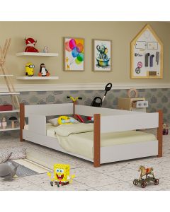 Cama Infantil Serena com Colchão + Estrutura Reforçada em Mdf Branco/Mel