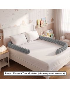 Enxoval Cama Casal Infantil e Juvenilcinza Classe a com Lençol Trança 2 Fronhas Conforto e Acabament