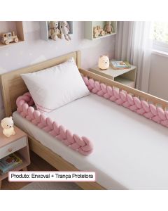 Enxoval Cama Juvenil Rosa Classe a com Lençol Trança Travesseiro e Fronha Conforto Premium